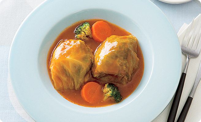 ハンバーグのロールキャベツ風